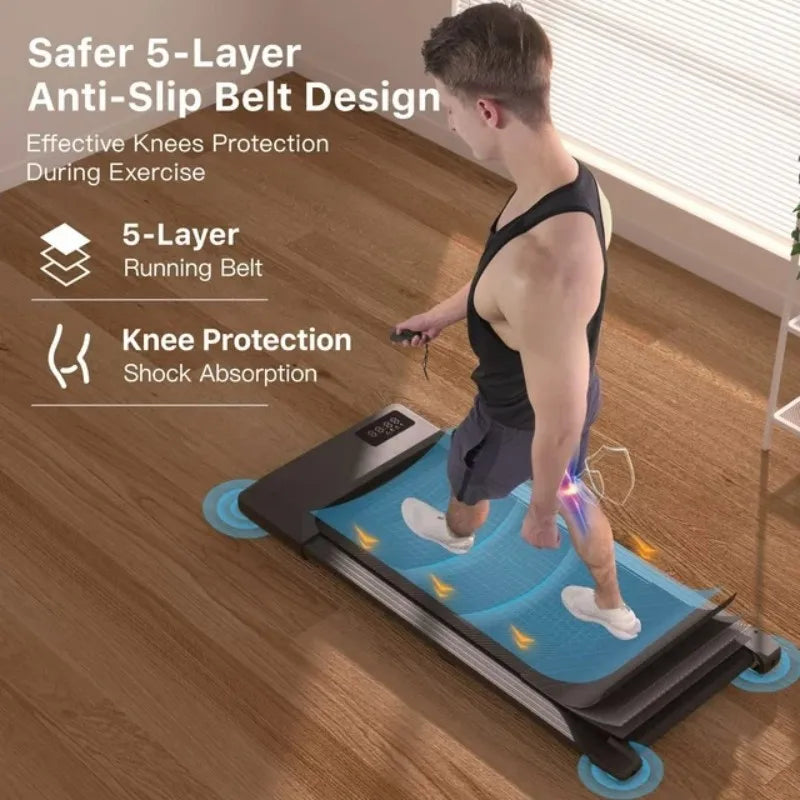 2in1 Powerful 2.5HP Walking Pad Treadmill 15.35*35.43" Belt Walkingpad 300LBS Quiet Portable Under Desk Pad for Home&Office